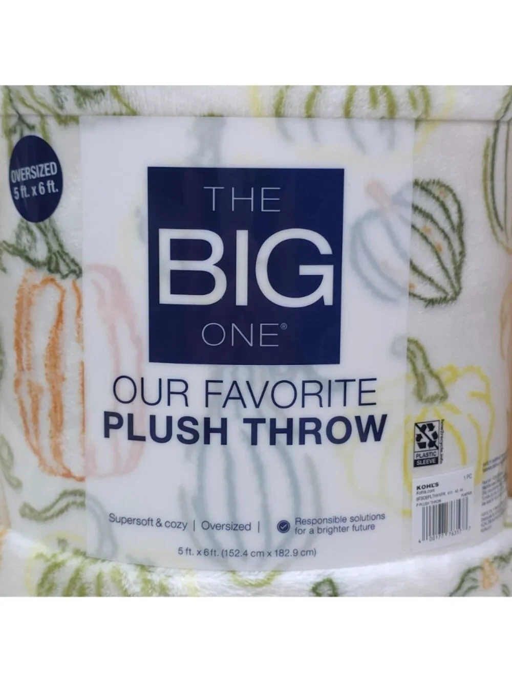 The Big One Oversized Pumpkin Fall Plush Throw Blanket 5'x 6' Supersoft & Cozy